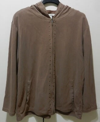 Dressbarn Malva Ligero Cremallera Completa Tachonado Sudadera con Capucha Talla 14/16 Foto 1 de 4