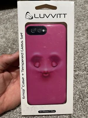 Luvvitt Emoji Teléfono Estuche Y Vidrio Templado Set para iPhone 7 Plus Rosa Foto 1 de 3