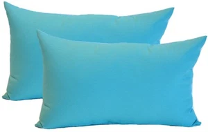 Set of 2 Outdoor Cancun Blue Jumbo Rectangle Chaise Lumbar Pillows 26x16 Large - Picture 1 of 4