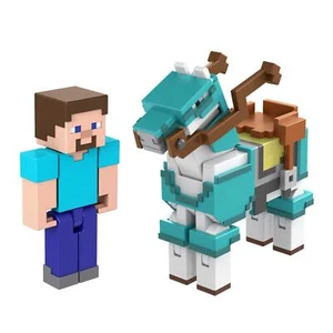 Figura de acción Minecraft STEVE AND ARMORED HORSE (blanco) 3,25 pulgadas paquete de 2 - Imagen 1 de 5