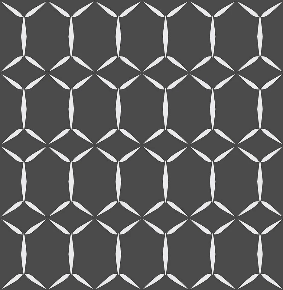 Papel Pintado Moderno Blanco Geométrico Enlaces sobre Fondo Negro Sólido Foto 1 de 1