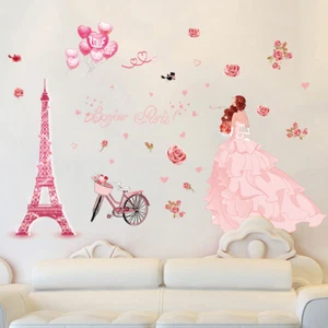 Removable Vinyl Wall Decal pink Parisan Girls Sticker Home Room DIY Decor - Picture 1 of 22