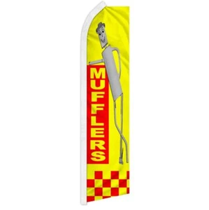 10 x "MUFFLERS" advertising super flag swooper banner business sign car auto man - Picture 1 of 10