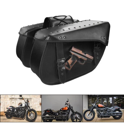 Bolsas de sillín de motocicleta bolsas laterales de herramientas alforja para Honda Harley Yamaha Foto 1 de 4