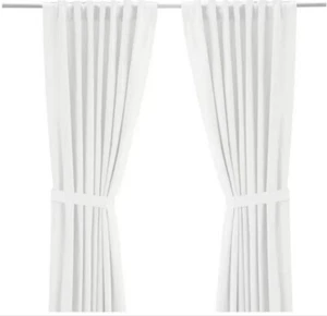 Ikea RITVA Curtains 2 Panels (1 pair) 100% Cotton w Tie-Back 57" x 65" - Picture 1 of 7