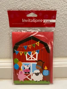 FARMHOUSE FUN Birthday Party Invitations w/Envelopes 8 count - Picture 1 of 2