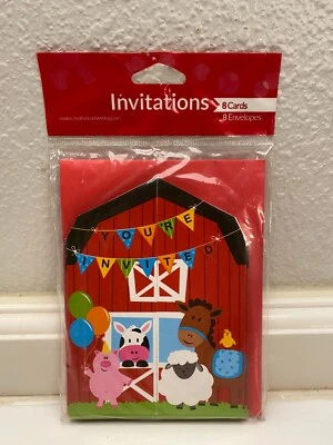 FARMHOUSE FUN Birthday Party Invitations w/Envelopes 8 count - Image 1 of 2