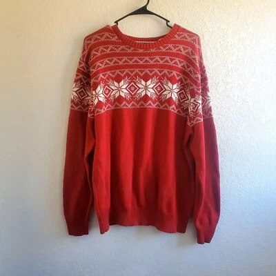 Weatherproof Vintage Snowflake Men's Sweater Red XL Christmas Winter - Image 1 of 4