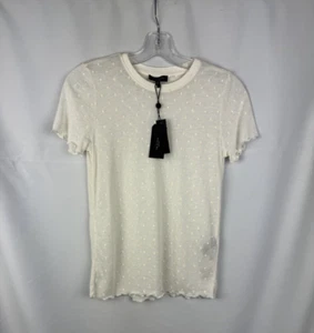 Rag & Bone Bre Swiss Dot Short Sleeve Top White Size S - Foto 1 di 8