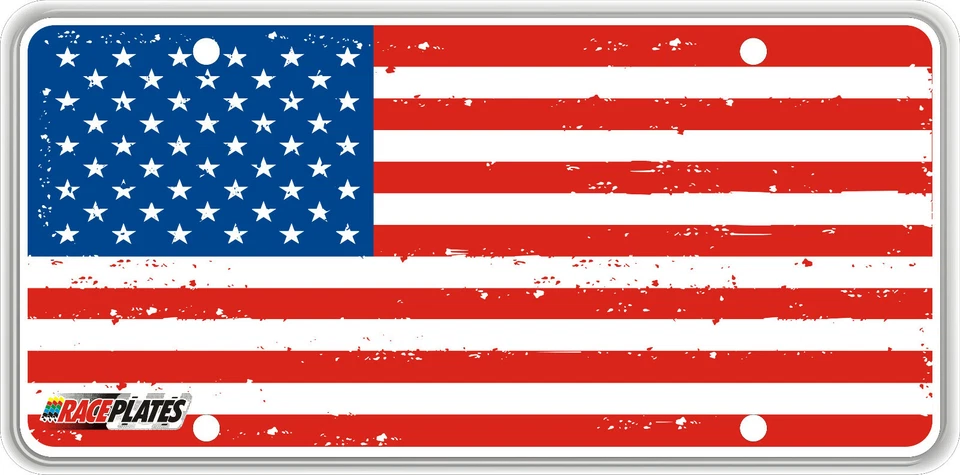 Tatter Background Red, White, and Blue Flag Souvenir License Plate - Image 1 of 1