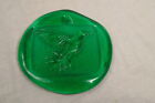 Vintage Hummingbird Suncatcher Thick Green Glass Medallion Ornament *