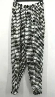 Pantalones plisados Generra para mujer blancos y negros de algodón con botones y cremallera frontal talla 7 Foto 1 de 4