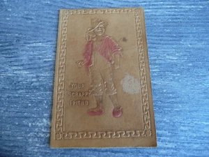Antique Leather Postcard   "Your Scrappy Friend"  By Gartner & Bender, Chicago - Picture 1 of 6