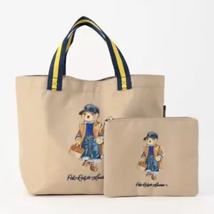 (NEU) Polo Ralph Lauren Polobär Polyester Tragetasche mit Beutel beige - Bild 1 von 9