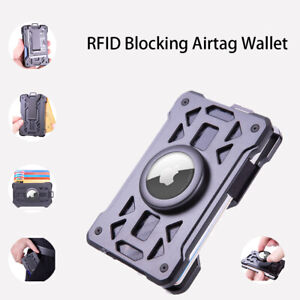 Men's Aluminum Alloy Slim RFID Blocking Card Holder Credit Card Airtag Wallet