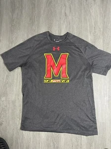 Maryland University Sports Under Armor Shirt Men Large Grey Yellow Red W/ Black - Picture 1 of 3