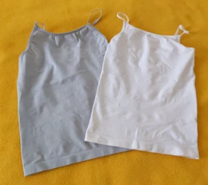 SET of 2 XHILARATION White Gray Tank Top Camisole Girls Size Medium - Picture 1 of 9