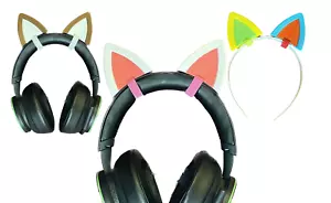 2x Cat Ears for Headset - 16 Colors - Made In USA - Picture 1 of 7