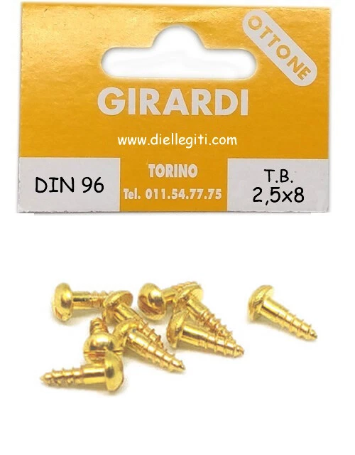 VITE A LEGNO IN OTTONE TESTA BOMBATA mm2,5x 8 - DIN 96 - Immagine 1 di 1