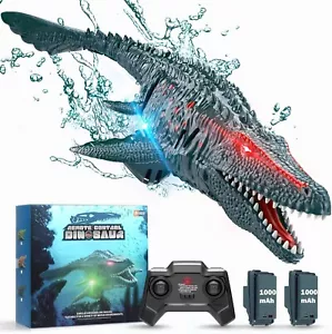 RC Mosasaurus Jurassic Dinosaur Robot Boat Swim Pool Bathroom Lights Toy Dino - Picture 1 of 7
