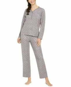 Juego de pijamas Henley Charter Club talla 1X talla grande tejido suave manga larga gris lámina - Imagen 1 de 8