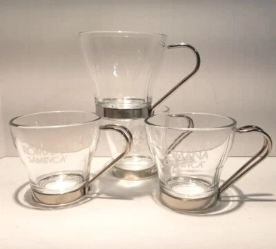 4 Romana Sambuca Espresso Cups Verdi Vitrosax Glass Bormioli Rocco Italy HTF - Imagem 1 de 4