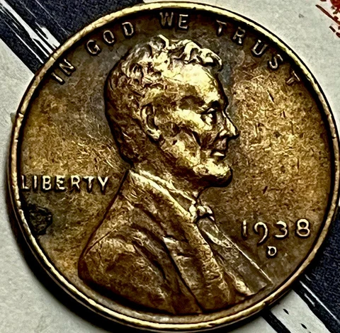 1938 D WHEAT CENT NICE OLDER RPM PENNY VARIETY PURPLE TONING Cover