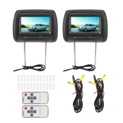Set of 2 Car Headrest Monitors 7 Inch Wireless Remote Control LCD Video Display - Image 1 of 4