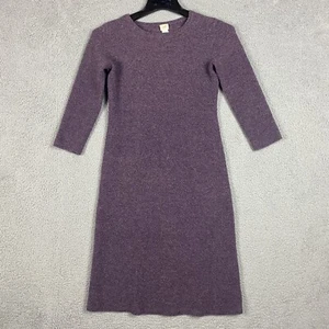 J Jill Sweater Dress Womens Medium Purple Wool 3/4 Sleeve Pullover Mid Length - Picture 1 of 10