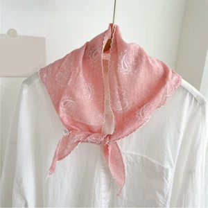 Cashew Flower Triangle Scarf Thin Sunscreen Headscarf Four Seasons Vintage Soft - Picture 1 of 18