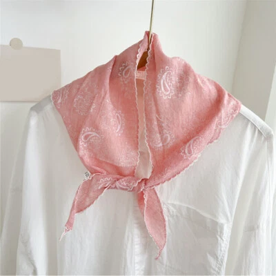 Cashew Flower Triangle Scarf Thin Sunscreen Headscarf Four Seasons Vintage Soft - Image 1 of 4