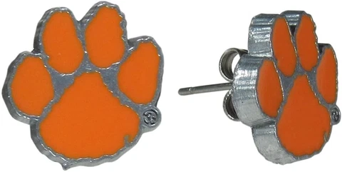 Clemson Tigers Football Team Logo NCAA Silver Post Stud Earrings Set Cover