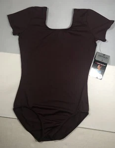 Danskin Girls Leotard Bodysuit Short Sleeve Dk Maroon Large - Picture 1 of 3