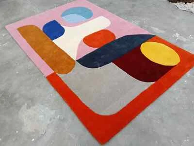 Hand Tufted Geometric Modern Handmade Wool Rug Area Rugs For Bedroom - Image 1 of 4