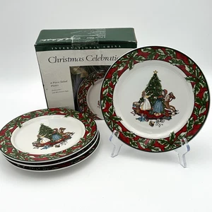 Juego de 4 platos de ensalada Bob Timberlake #168 celebración de Navidad de 7,5" 1994 - Imagen 1 de 5