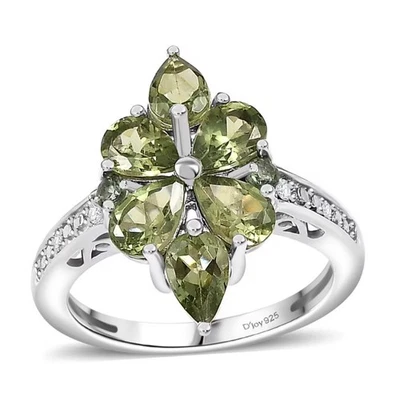 Natural Green Apatite & White Zircon 2.80ctw Ring Sz6 Rhodium Over Silver 925 - Image 1 of 4