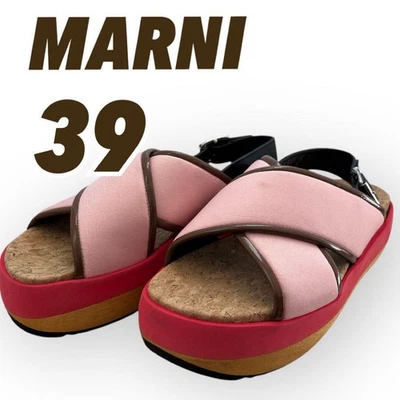 Sandalias cruzadas Marni para mujer 7,5 EE. UU. suela de cuña rosa diseñador de lujo edición limitada Foto 1 de 4