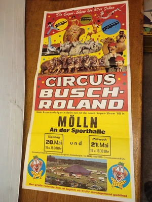 Circus Busch Berlin Roland Bremen Plakat Mölln 1980 Zirkus Cirque Circo Geier - Bild 1 von 4