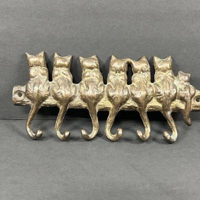 Gancho de pared vintage para gatos gatitos latón dorado llavero ganchos de cola gato gatito Foto 1 de 4