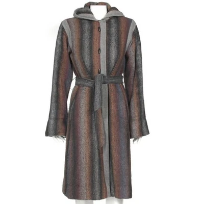 Abrigo con Capucha Años 80 Toggle Ombre Rayas Lana Vintage Cinturón Años 80 Chaqueta Abrigo Talla M Foto 1 de 4