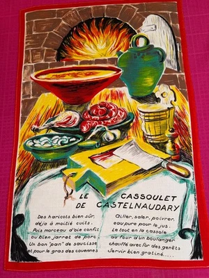 Torchon ancien 1970  Vony  recette Cassoulet de Castelnaudary - Photo 1/4