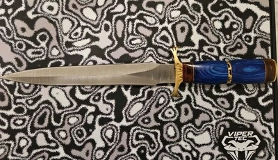 DAMASCUS STEEL DAGGER HUNTING KNIFE w/ SHEATH  - Image 1 of 4