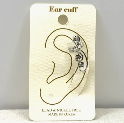 Pendiente de cristal con diamantes de imitación flor enchapado en plata sin perforación oruga nuevo sin etiquetas Foto 1 de 4