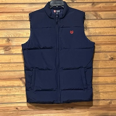 CHAPS Men’s Blue Puffer Vest Size XL Down Filled Front Zip - Image 1 of 4