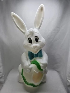 Vintage Blow Mold Easter Bunny Rabbit Egg Bow 27 Inch Sun Hill Yard Deco Plastic - Photo 1 sur 22
