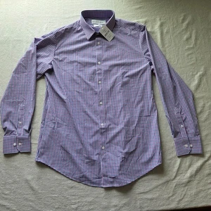 Mizzen Main Leeward Trim Fit XL Button Up Shirt Purple Gingham Check Long Sleeve - Picture 1 of 11