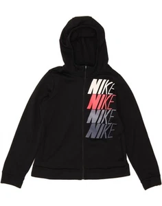 NIKE Girls Dri Fit Zip Hoodie Sweater 13-14 Years XL Black Colourblock CI07 - Picture 1 of 3