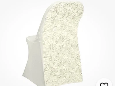Cubierta de silla plegable 100 marfil satinado roseta elástica ajustada de spandex Foto 1 de 3