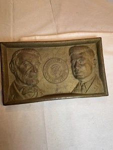 Presidents Lincoln And Kennedy Cast Iron Plaque W/ Presidential Seal Heavy - Picture 1 of 10