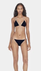 Authentic BURBERRY Black With Nova Check Trim Triangle Bikini Sz M - Picture 1 of 5